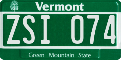 VT license plate ZSI074