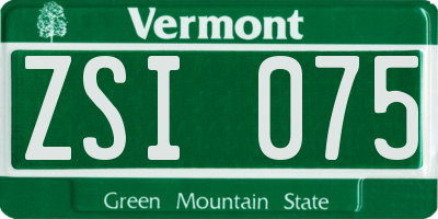 VT license plate ZSI075