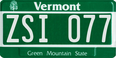 VT license plate ZSI077