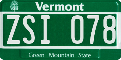 VT license plate ZSI078