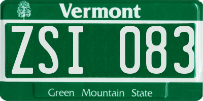 VT license plate ZSI083