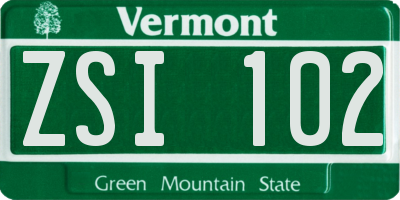 VT license plate ZSI102