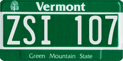 VT license plate ZSI107