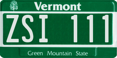 VT license plate ZSI111