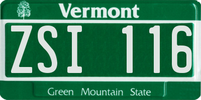 VT license plate ZSI116