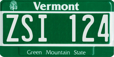 VT license plate ZSI124