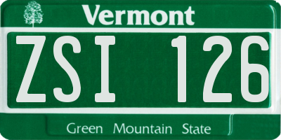 VT license plate ZSI126
