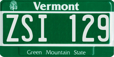 VT license plate ZSI129