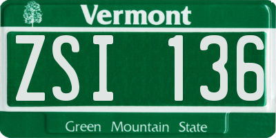 VT license plate ZSI136