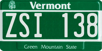 VT license plate ZSI138