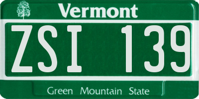 VT license plate ZSI139