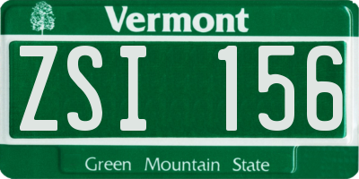 VT license plate ZSI156