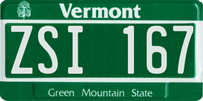 VT license plate ZSI167