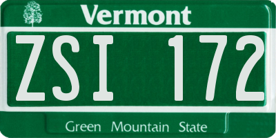VT license plate ZSI172