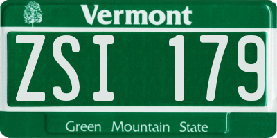 VT license plate ZSI179