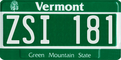 VT license plate ZSI181