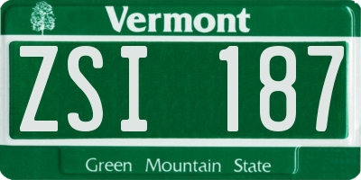 VT license plate ZSI187