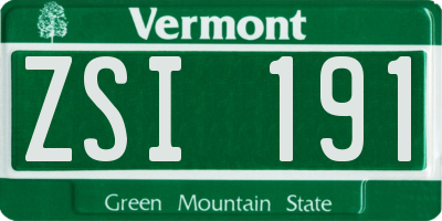 VT license plate ZSI191