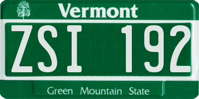 VT license plate ZSI192