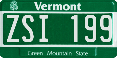 VT license plate ZSI199