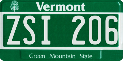 VT license plate ZSI206