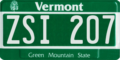 VT license plate ZSI207