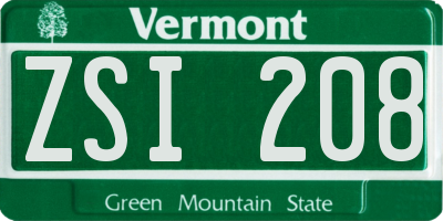 VT license plate ZSI208
