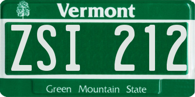 VT license plate ZSI212
