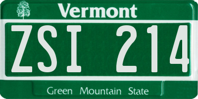 VT license plate ZSI214