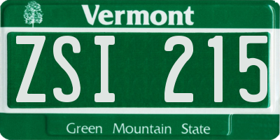VT license plate ZSI215