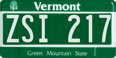 VT license plate ZSI217