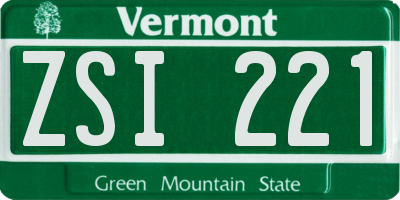 VT license plate ZSI221