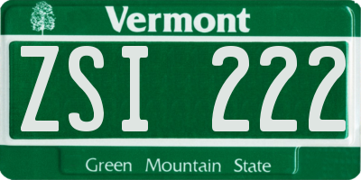 VT license plate ZSI222