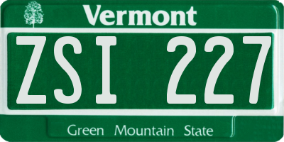 VT license plate ZSI227