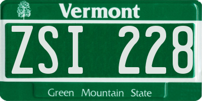 VT license plate ZSI228