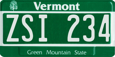 VT license plate ZSI234