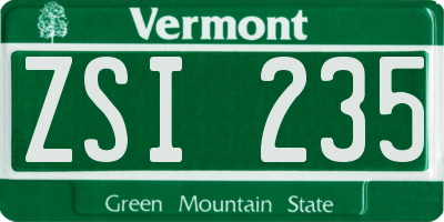 VT license plate ZSI235