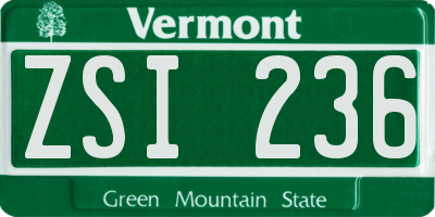 VT license plate ZSI236