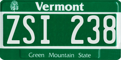 VT license plate ZSI238