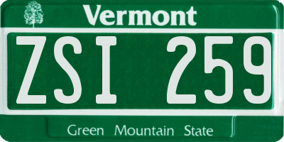 VT license plate ZSI259