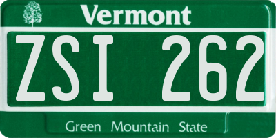 VT license plate ZSI262