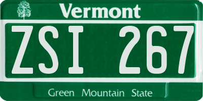 VT license plate ZSI267