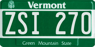 VT license plate ZSI270