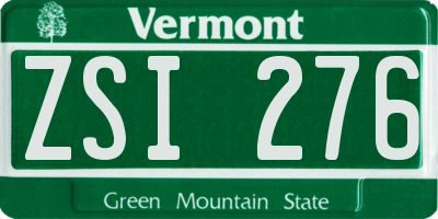 VT license plate ZSI276