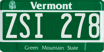 VT license plate ZSI278