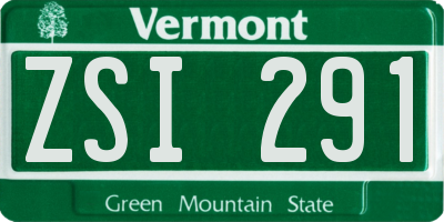 VT license plate ZSI291