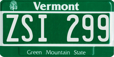 VT license plate ZSI299
