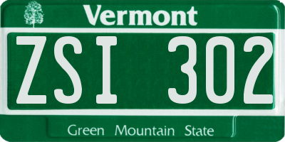 VT license plate ZSI302