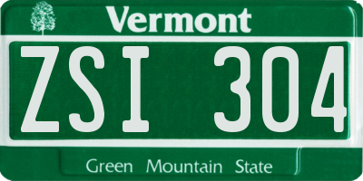 VT license plate ZSI304