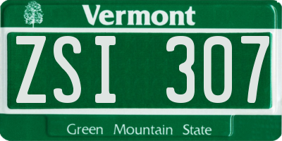VT license plate ZSI307